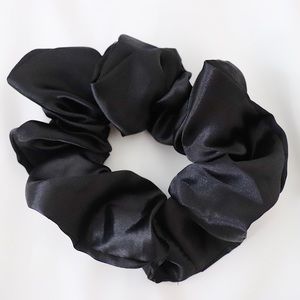 Oversized “less volume” Satin Scrunchie in Black .